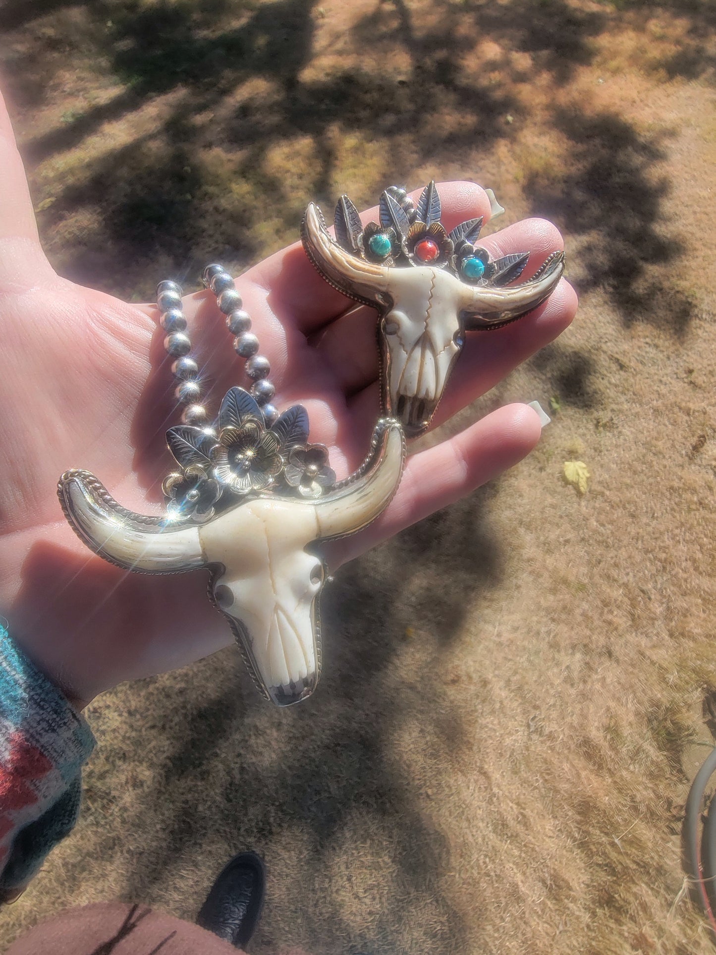 Longhorn Pendant with stones