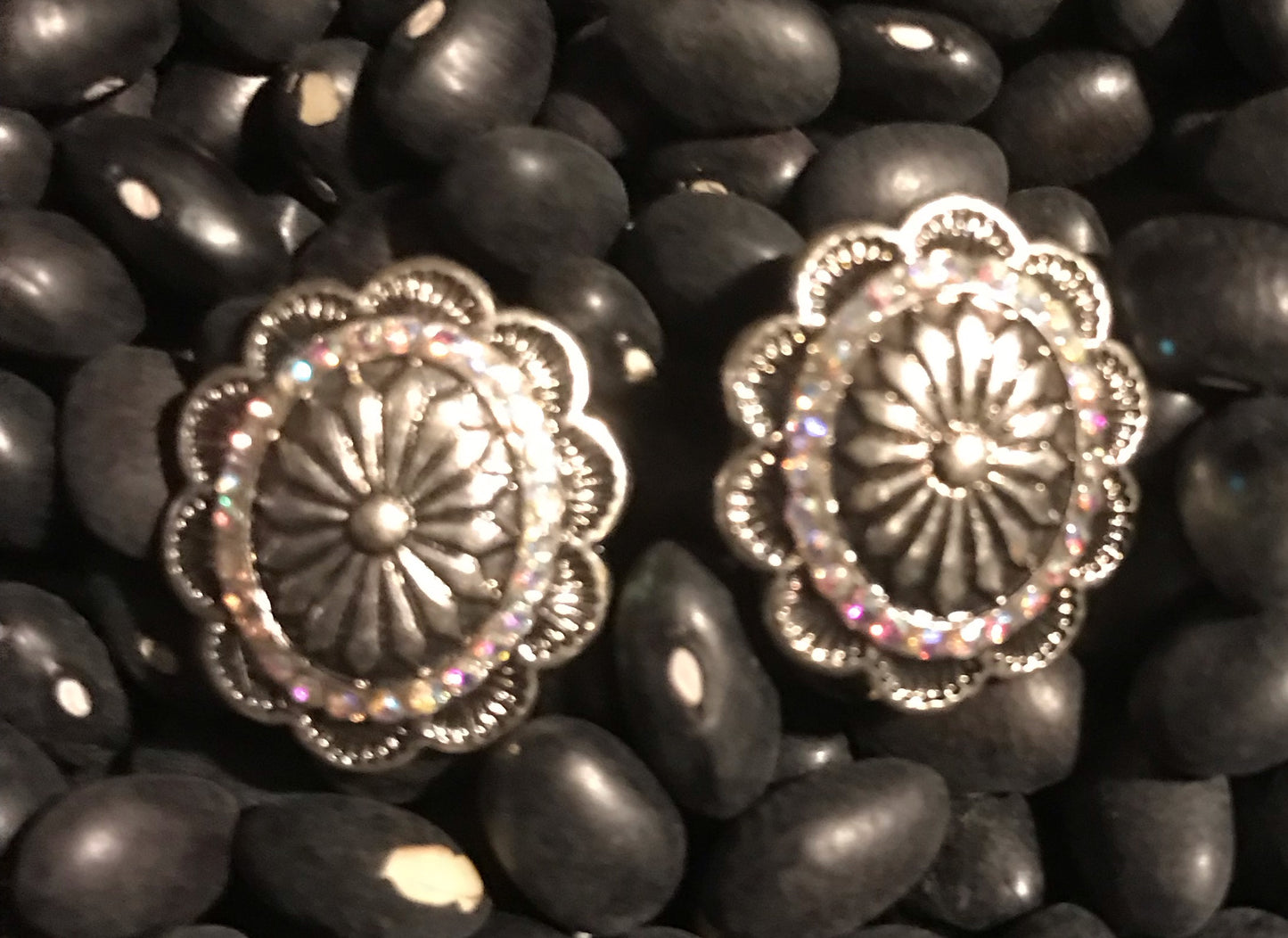 Medium Crystal Concho Earrings