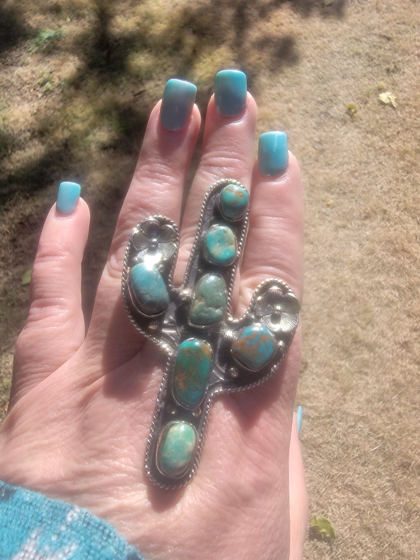 Large Kingman Cactus Ring