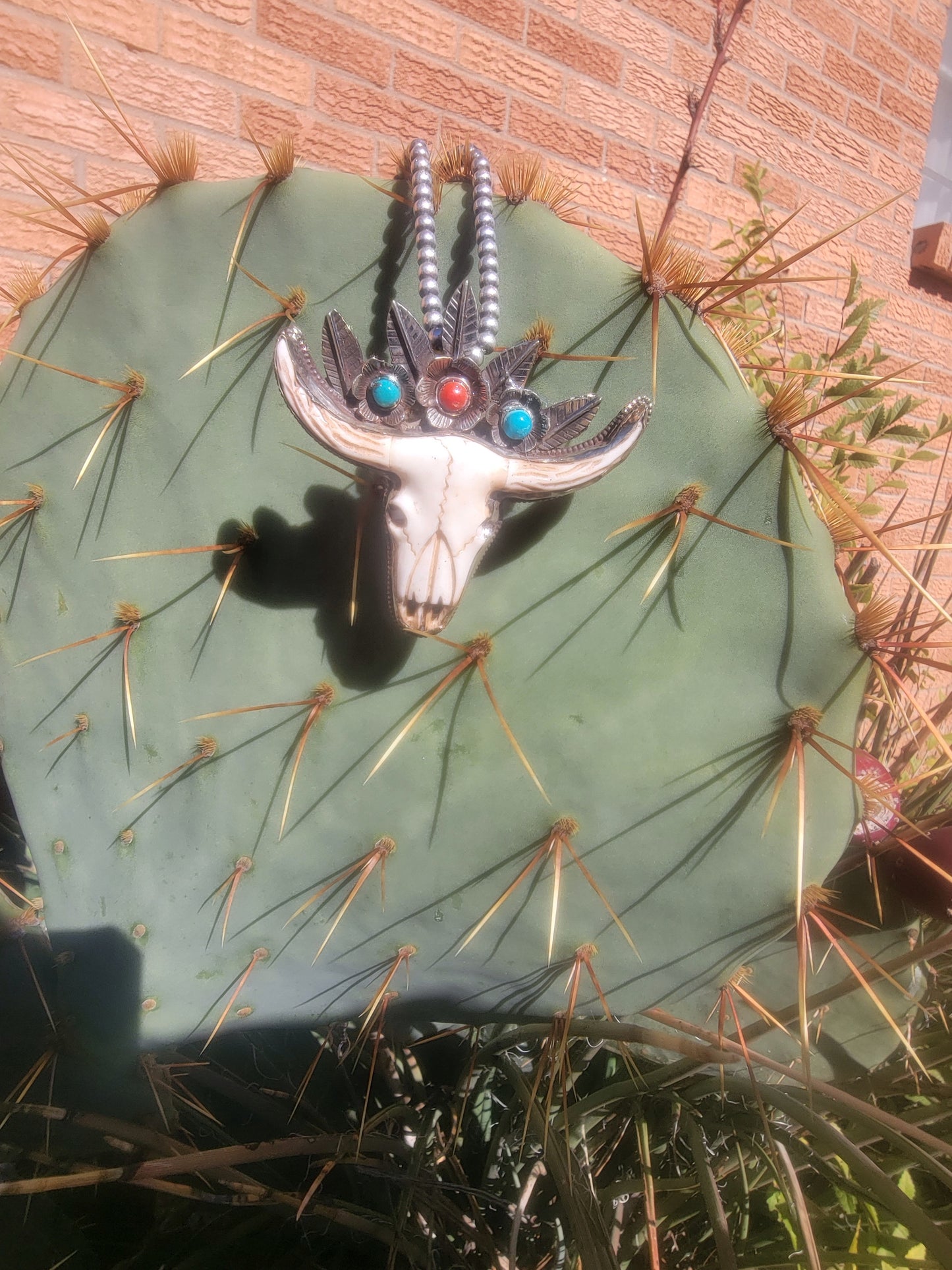 Longhorn Pendant with stones