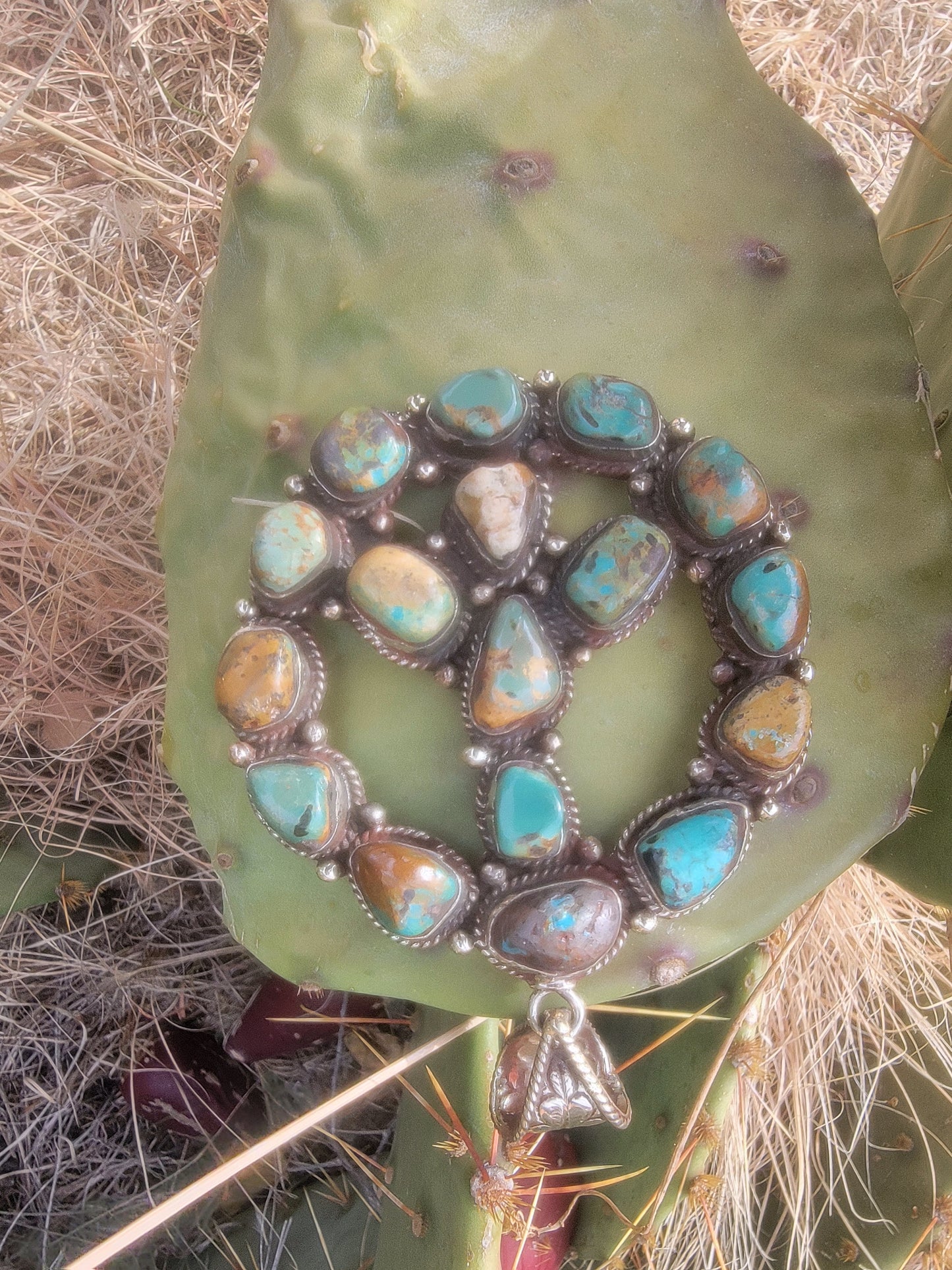 Large green peace sign pendant