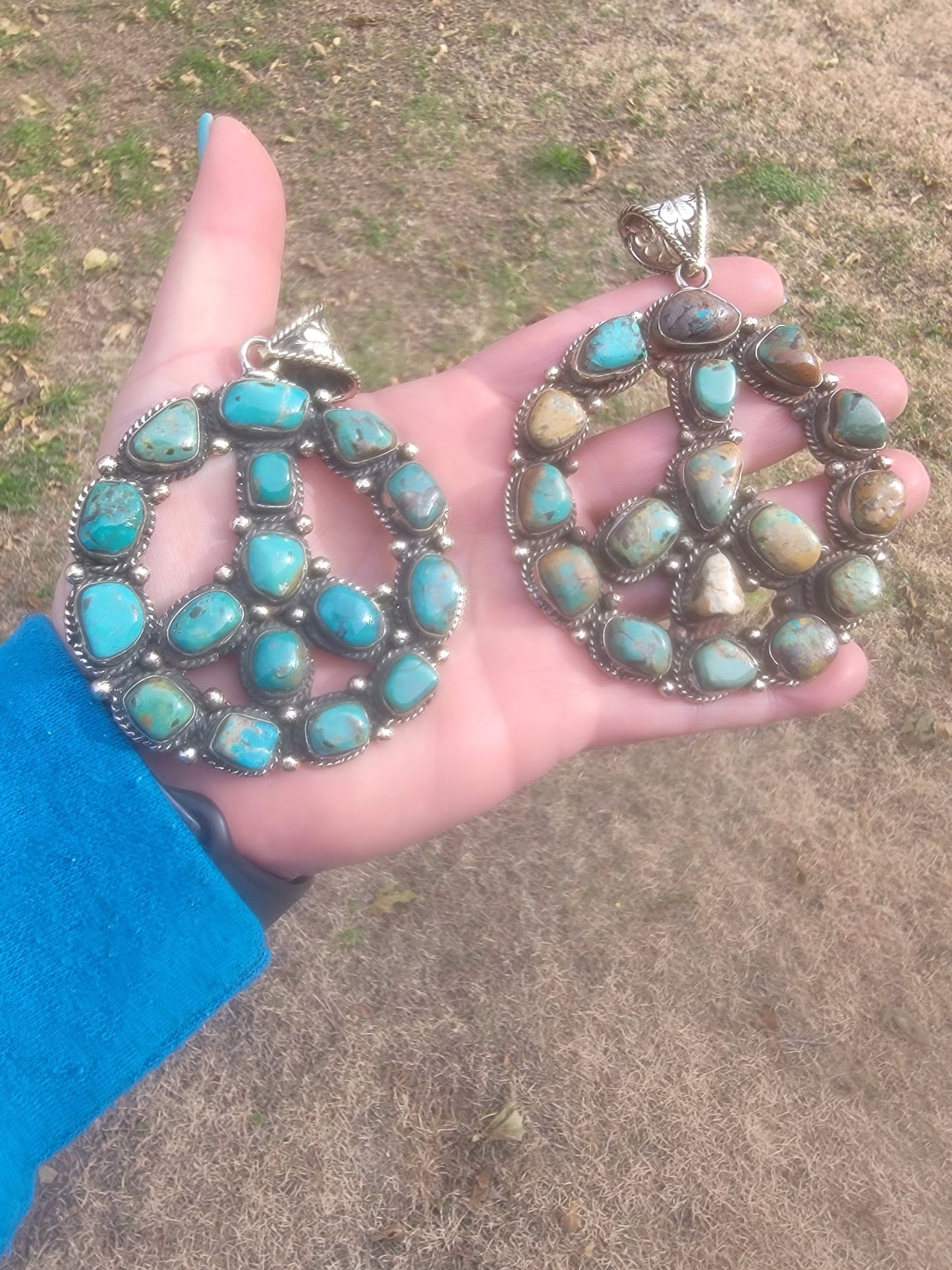 Large green peace sign pendant
