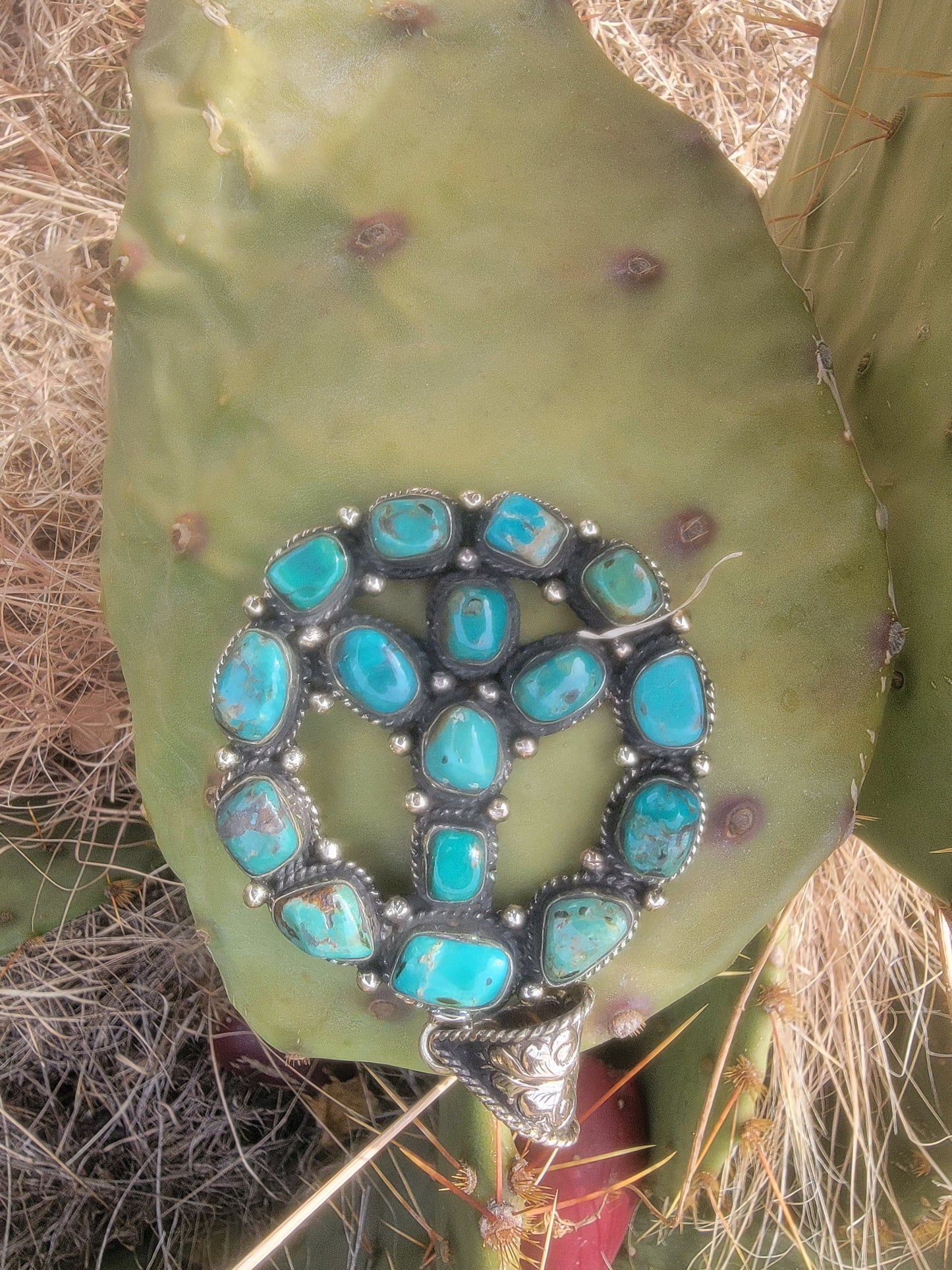 Large blue peace sign pendant