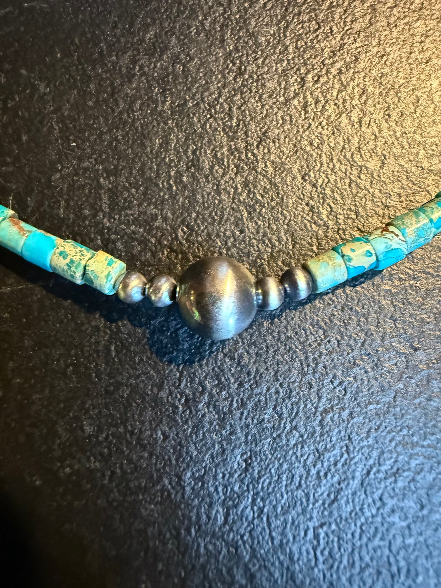 Turquoise with silver prearl