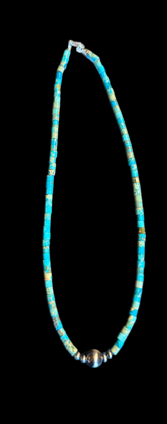 Turquoise with silver prearl