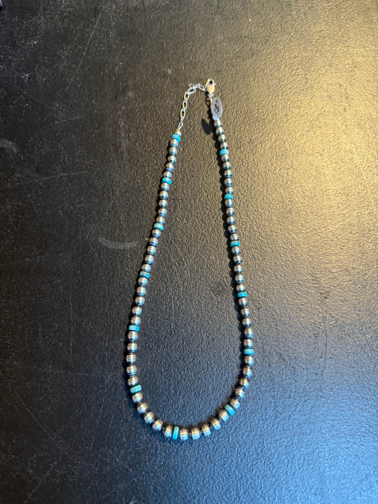 6mm 18” sterling silver and turquoise