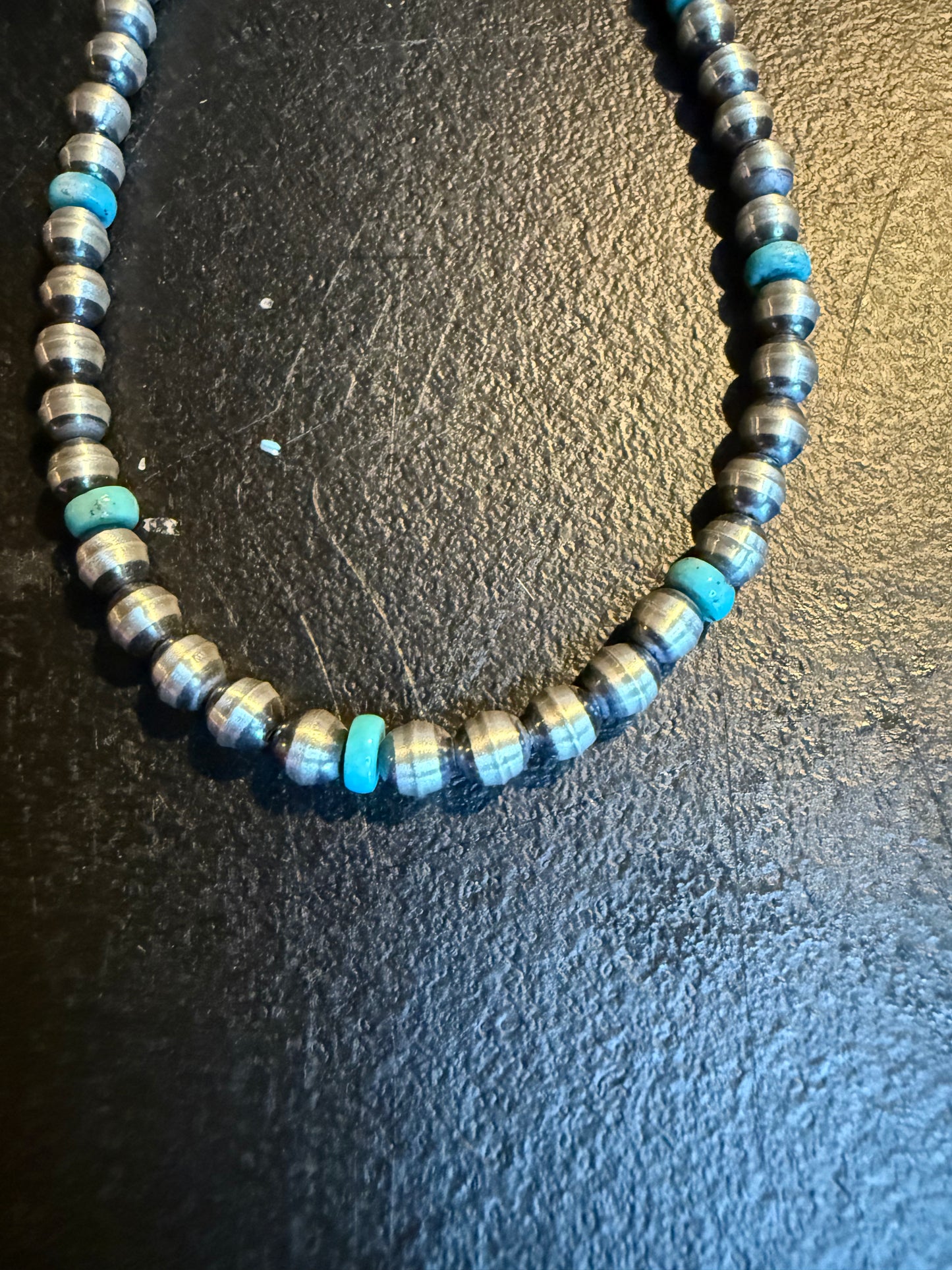 6mm 18” sterling silver and turquoise